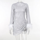 VESTIDO SHENI COM PLUMAS