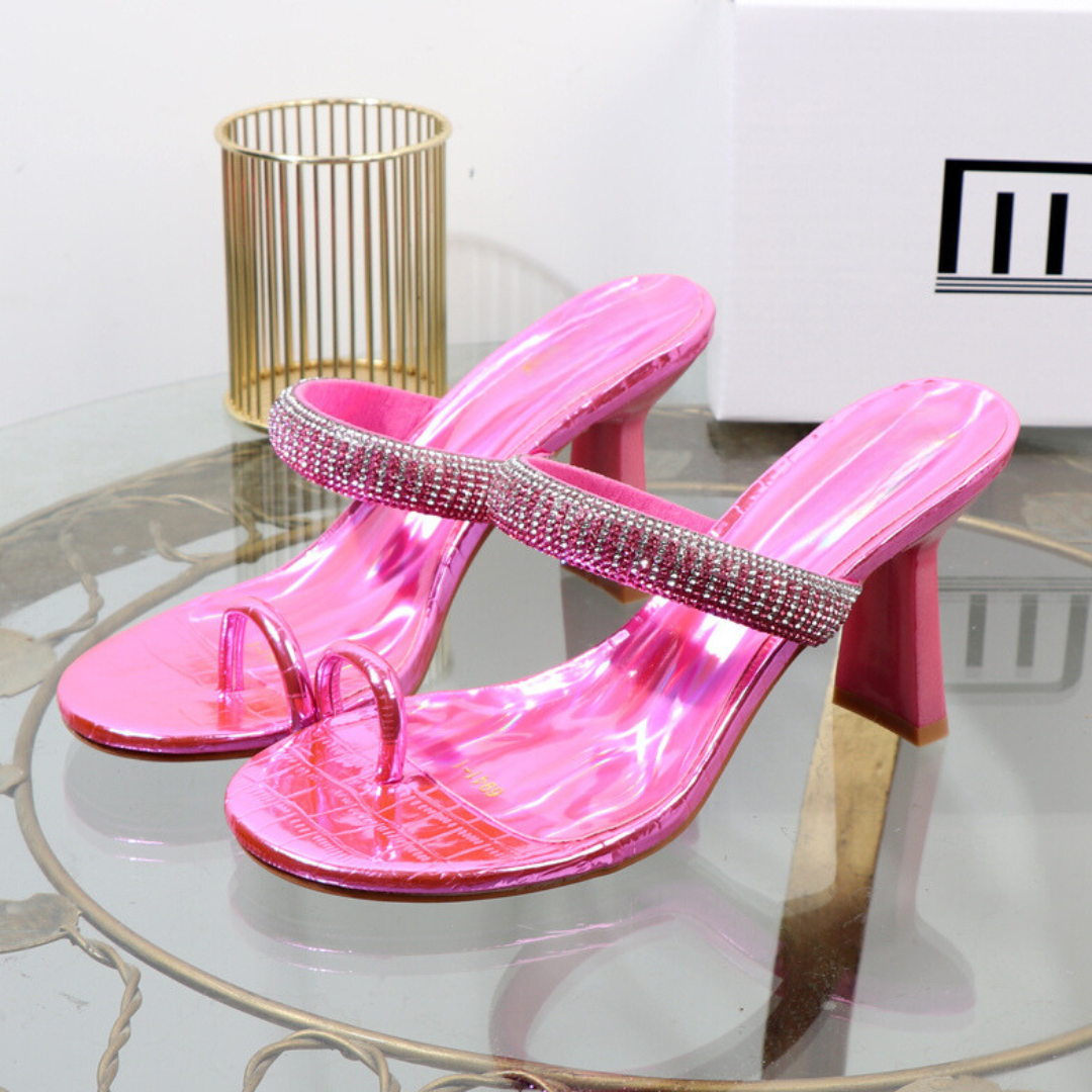 SANDÁLIA MULE BRIZO ROSA HOLOGRÁFICA