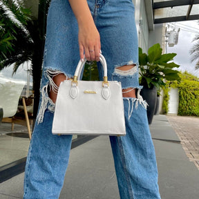 BOLSA LOLLA COURO LEGÍTIMO BRANCA TAMANHO G