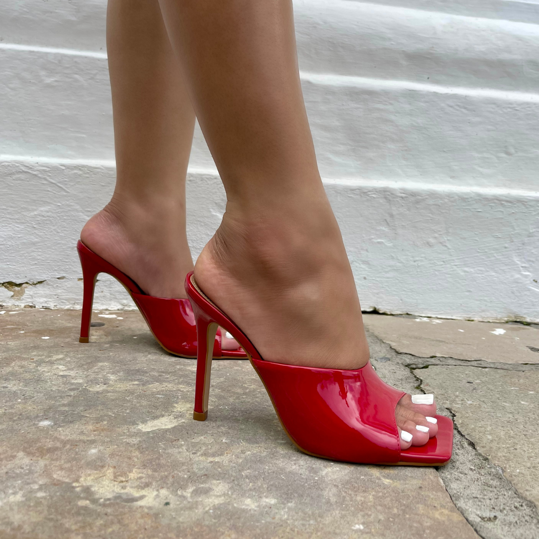 SANDÁLIA MULE SALTO ALTO TESSA VERMELHO