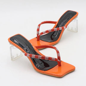 SANDÁLIA MULE TURQUESA LARANJA