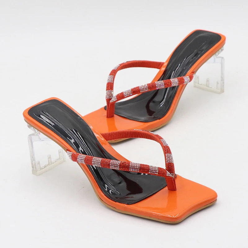 SANDÁLIA MULE TURQUESA LARANJA