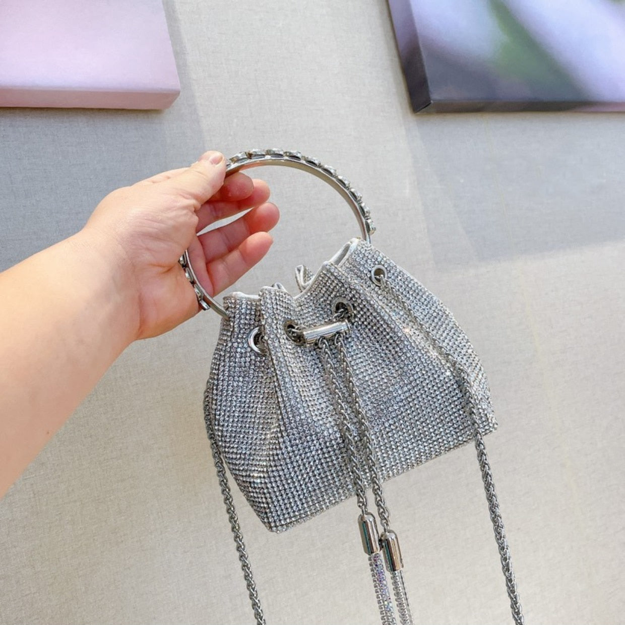 BOLSA SAFIRA PRATA 19CM