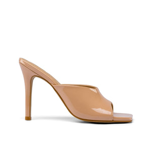 SANDÁLIA MULE SALTO ALTO TESSA BEGE