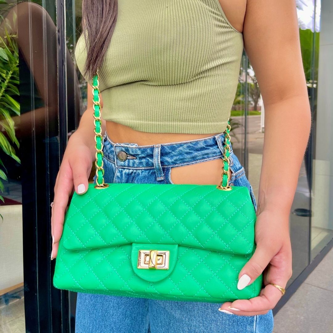 BOLSA KYM DE COURO LEGÍTIMO GARDEM TAMANHO M