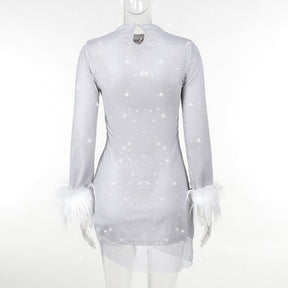 VESTIDO SHENI COM PLUMAS