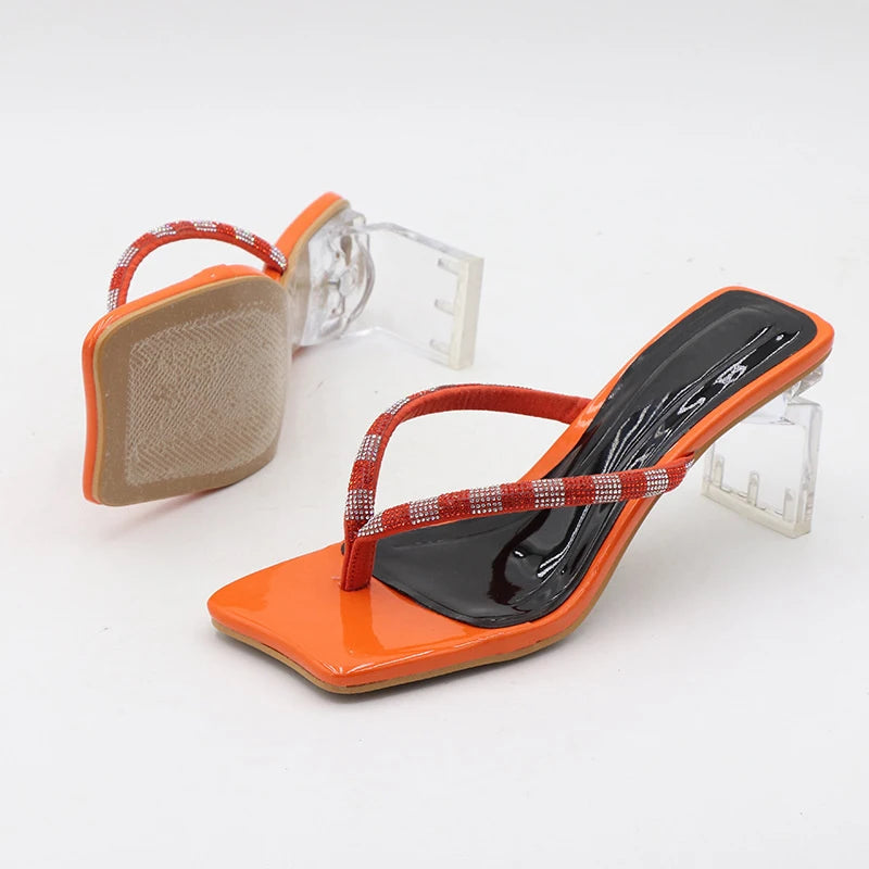 SANDÁLIA MULE TURQUESA LARANJA