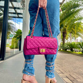 BOLSA KYM DE COURO LILÁS TAMANHO M