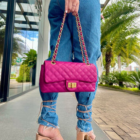 BOLSA KYM DE COURO LILÁS TAMANHO M