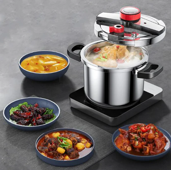 Panela de Pressão Inox à Prova de Explosões + BRINDE (Jogo 9 Potes Herméticos com Tampa de Bambu)