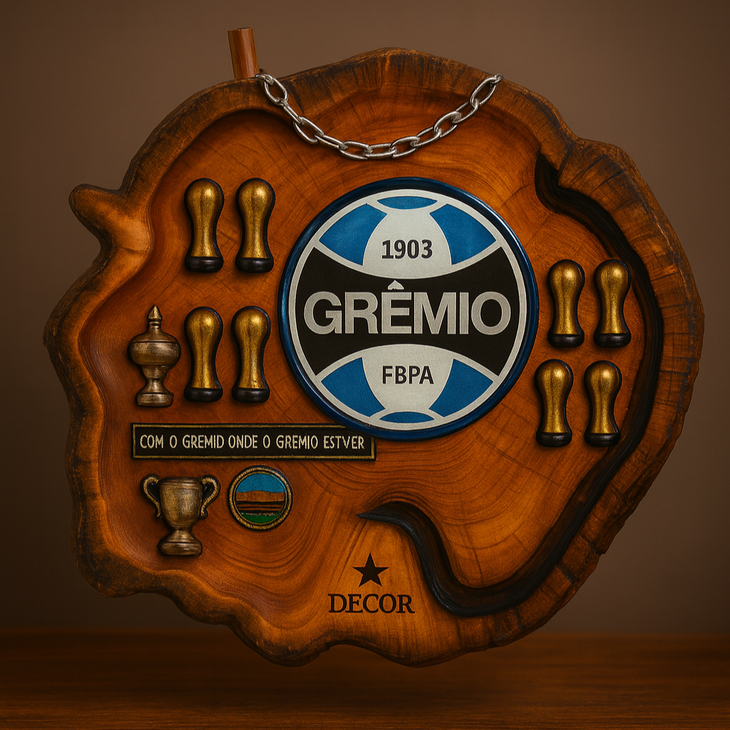 Tábua Rústica do Grêmio + Kit Churrasqueiro