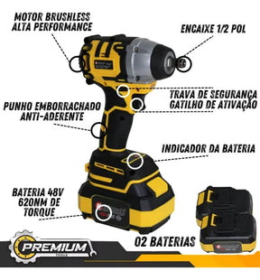Parafusadeira De Impacto 48v Profissional Nk-30029 Maleta 35 Peças