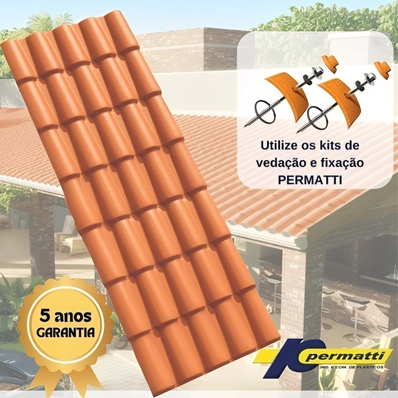 Kit Telha PVC Cerâmica 2,42x0,88m - Direto da Fabrica