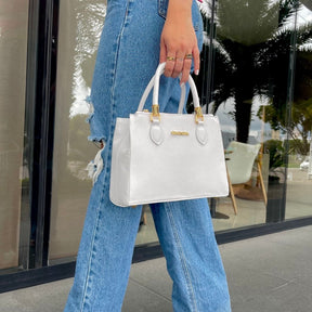 BOLSA LOLLA COURO LEGÍTIMO BRANCA TAMANHO G