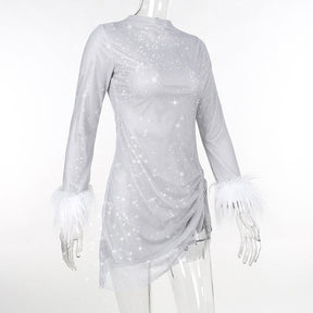 VESTIDO SHENI COM PLUMAS