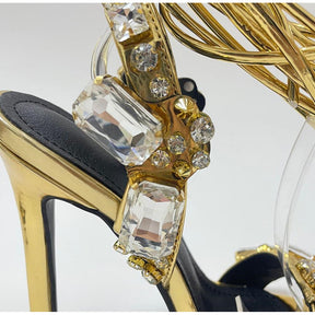 SANDÁLIA ÁGATA DOURADA COM CRISTAIS