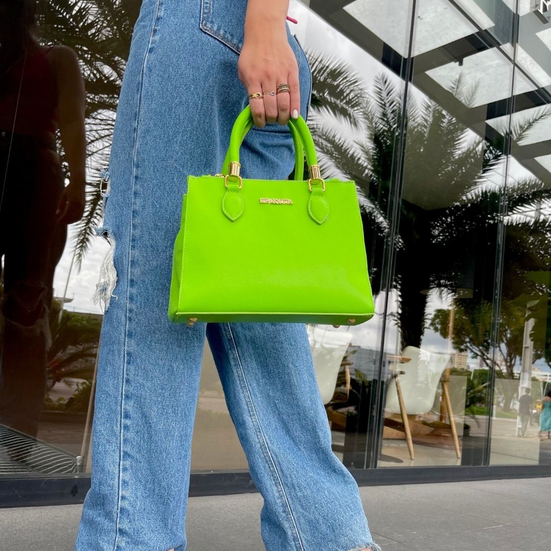 BOLSA LOLLA COURO LEGÍTIMO VERDE TAMANHO G