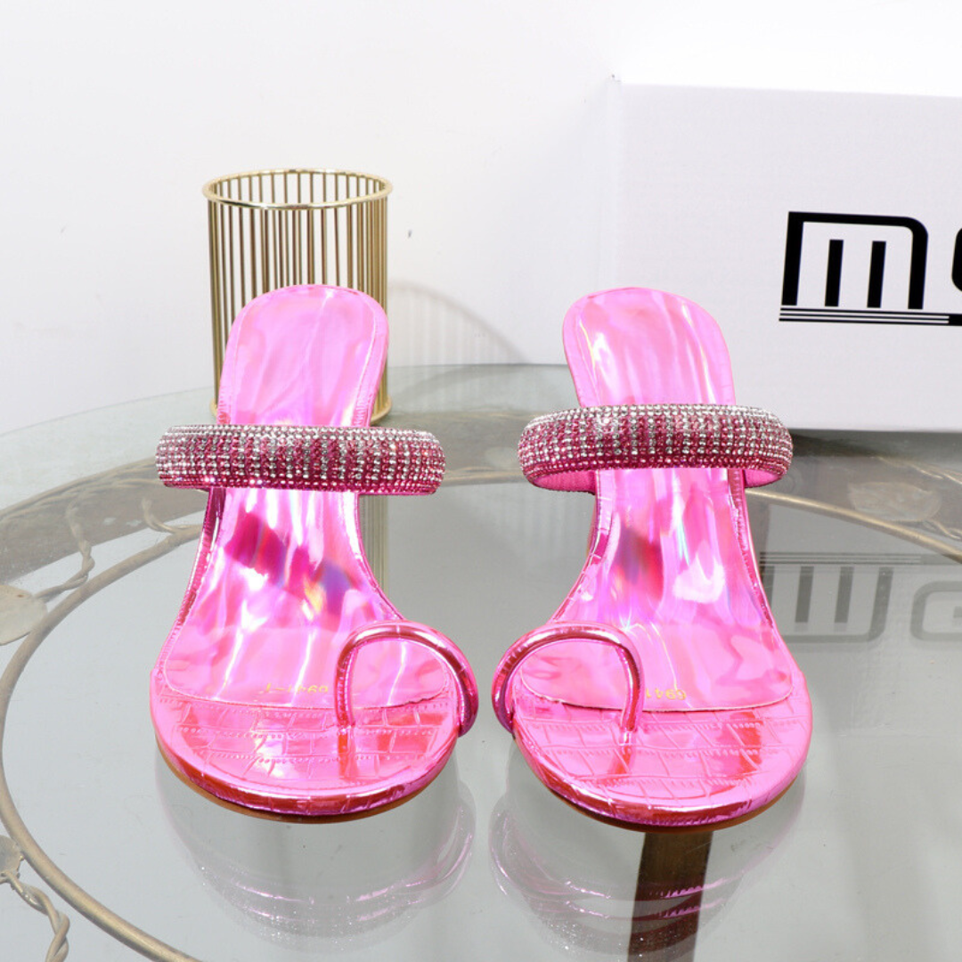 SANDÁLIA MULE BRIZO ROSA HOLOGRÁFICA