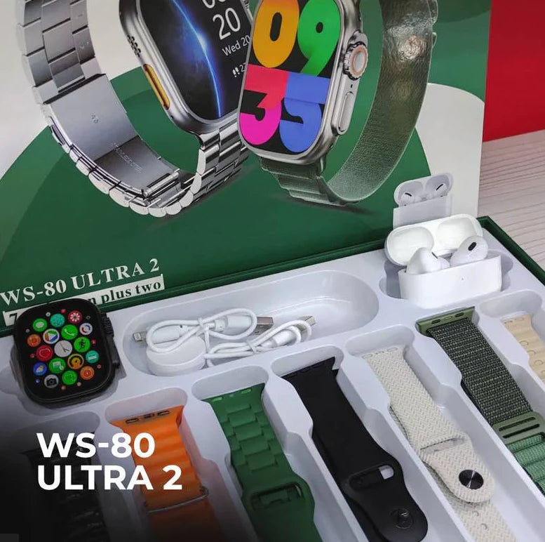 WS 80 ULTRA 2 | +Fone bluetooth | Kit 7 pulseiras |