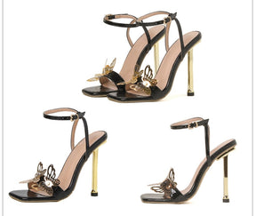 SANDÁLIA PRETA BUTTERFLY SALTO FINO