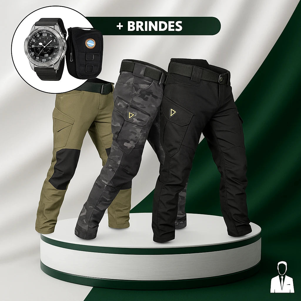 [Leve 3 Pague 2] Calça Militar Vektor Lionor em Tecido RipStop e Poliéster +BRINDES: Relógio Tático e Cinto Tático e Mini Bag