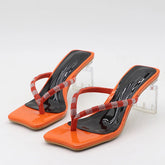 SANDÁLIA MULE TURQUESA LARANJA