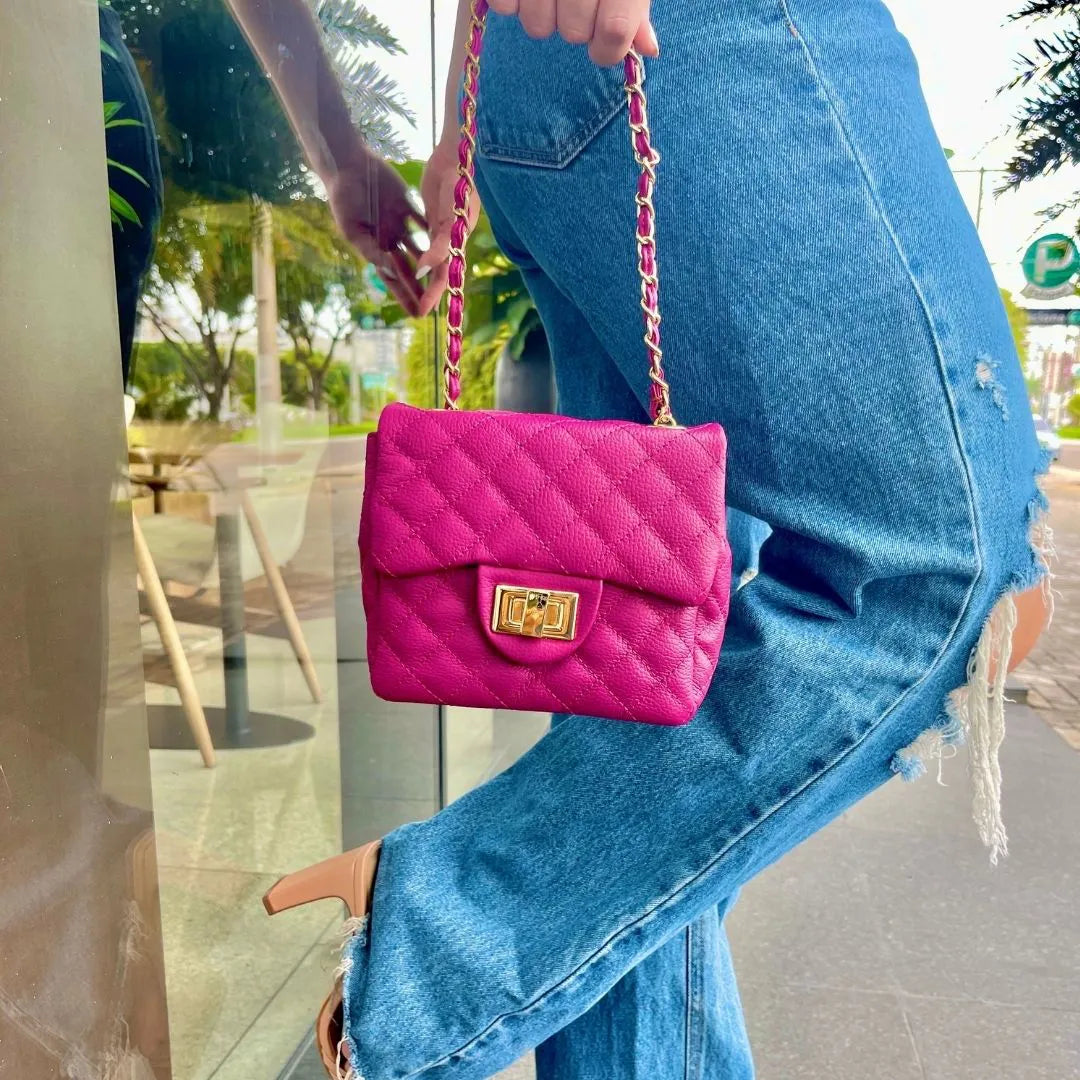 BOLSA KYM DE COURO LILÁS TAMANHO P