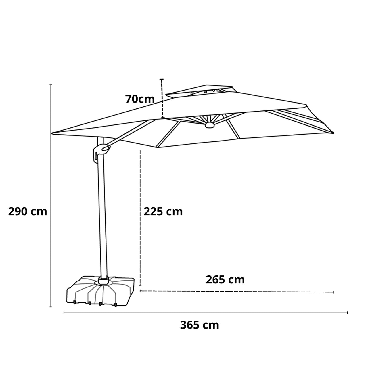 Ombrelone Guarda Sol Gold Led Alumínio 3,0 x 3,0 C/ Base em 100 L