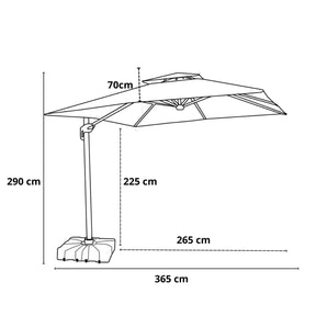 Ombrelone Guarda Sol Gold Led Alumínio 3,0 x 3,0 C/ Base em 100 L